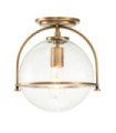 Hinkley ceiling light Transparent grained glass, steel Brass Heritage