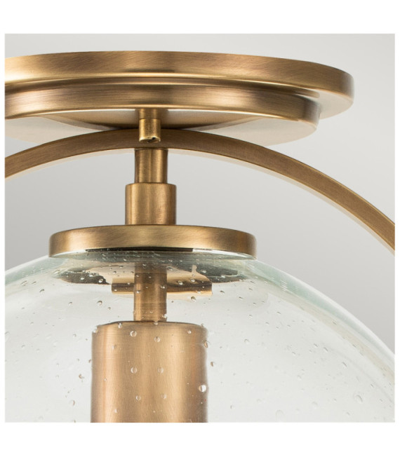 Hinkley Deckenleuchte Transparentes genarbtes Glas, Stahl Messing Heritage