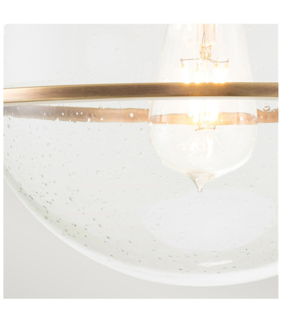 Hinkley Deckenleuchte Transparentes genarbtes Glas, Stahl Messing Heritage