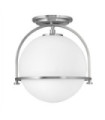 Plafonnier Hinkley Acier,Verre Opale Nickel brossé