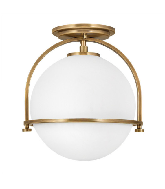 Hinkley Ceiling Light Steel, Opal Glass, Heritage Brass