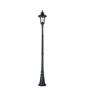 Lámpara de pie para exterior Chicago Aluminio, cristal granulado transparente Negro texturizado