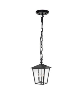Hinkley outdoor pendant light Aluminum, brass, transparent grained glass Black