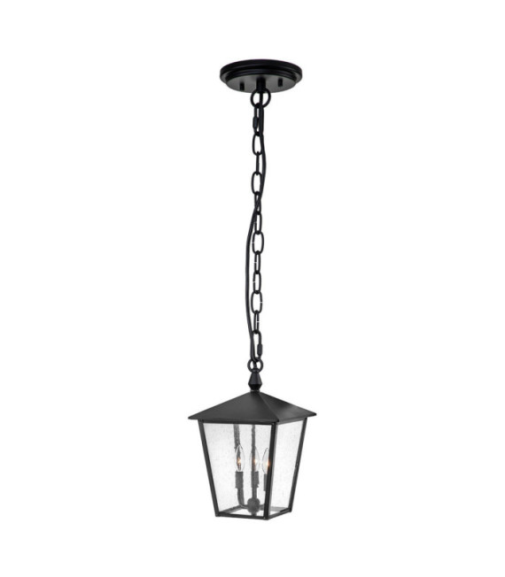 Hinkley outdoor pendant light Aluminum, brass, transparent grained glass Black