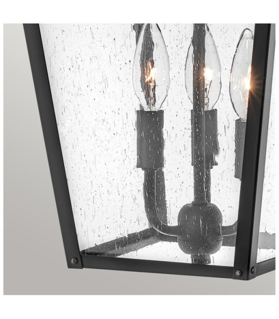 Hinkley outdoor pendant light Aluminum, brass, transparent grained glass Black