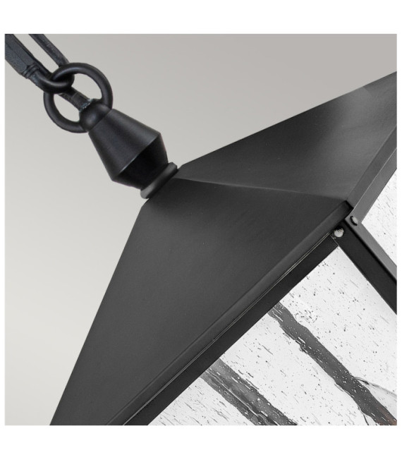 Suspension extérieur Hinkley Aluminium,laiton,verre grainé transparent Noir