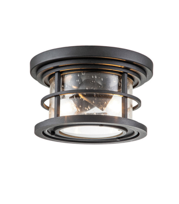Feiss outdoor ceiling light Aluminum, steel, transparent grained glass Textured black