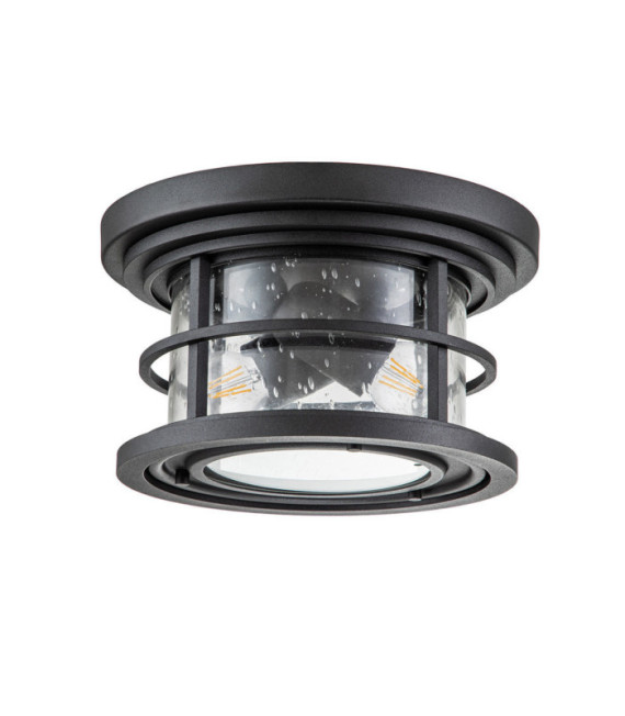 Feiss outdoor ceiling light Aluminum, steel, transparent grained glass Textured black