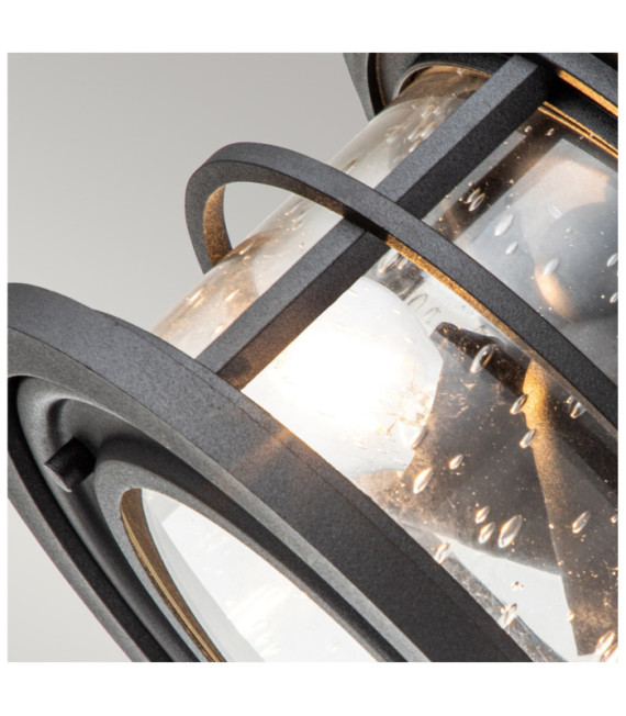 Außendeckenleuchte Feiss Aluminium, Stahl, transparentes, gekörntes Glas Strukturiertes Schwarz