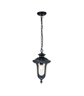 Chicago outdoor pendant light Aluminum, transparent grained glass Textured black
