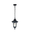 Chicago outdoor pendant light Aluminum, transparent grained glass Textured black