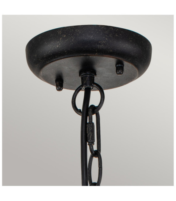 Cleveland exterior pendant light Aluminum, transparent grained glass Patinated bronze