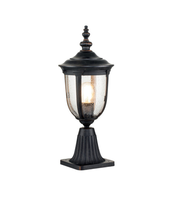 Lampe sur pied extérieur Cleveland Aluminium,verre grainé transparent Bronze patiné