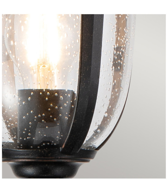 Lampe sur pied extérieur Cleveland Aluminium,verre grainé transparent Bronze patiné