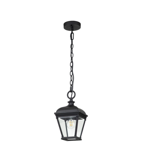 Bayview exterior pendant light Aluminum, transparent beveled glass Black