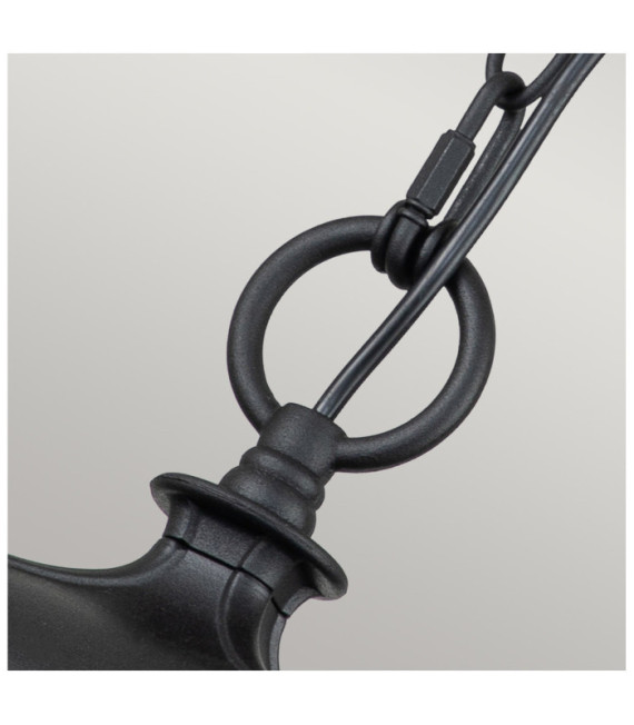 Lámpara colgante exterior Bayview Aluminio, cristal biselado transparente Negro