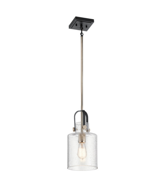 Kichler pendant light Transparent grained glass, polished nickel steel