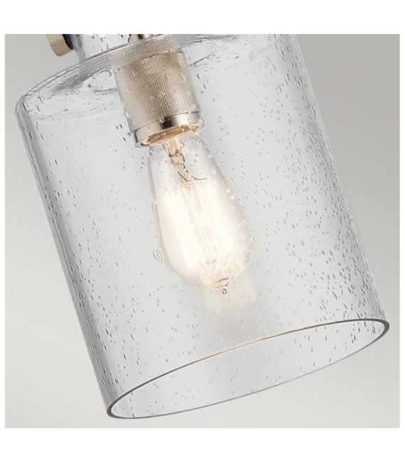 Kichler Pendelleuchte Transparentes, gekörntes Glas, polierter Nickelstahl