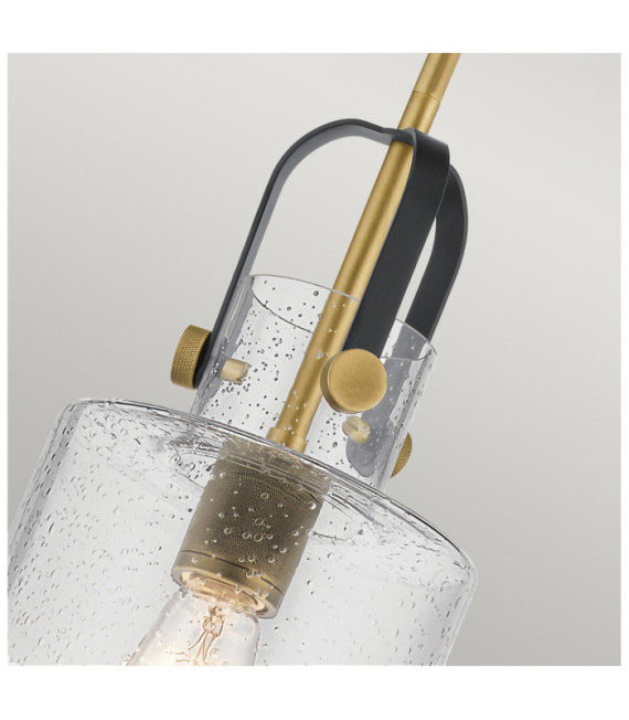 Kichler Pendelleuchte Transparentes, genarbtes Glas, Stahl Naturmessing