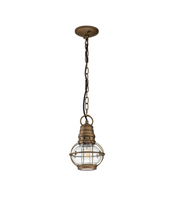 Suspension extérieur Kichler Aluminium,verre grainé transparent Laiton naturel