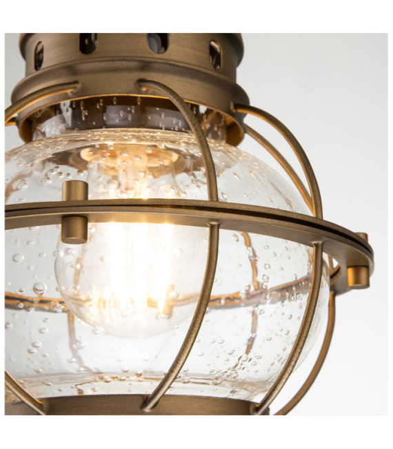 Kichler Außenpendelleuchte Aluminium, transparentes, genarbtes Glas Naturmessing