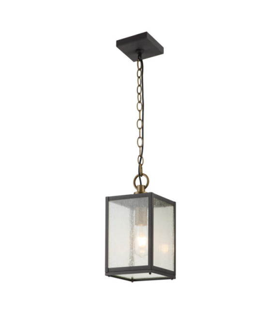 Kichler outdoor pendant light Transparent seed glass, patinated zinc aluminum
