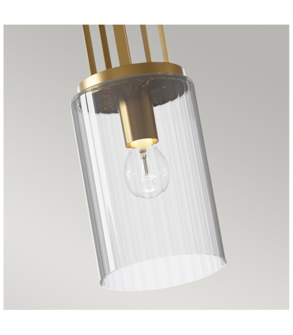Kichler pendant light Clear fluted glass, steel Brushed natural brass