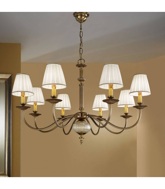 Chandelier classique ASCOT laiton antique 8 ampoules