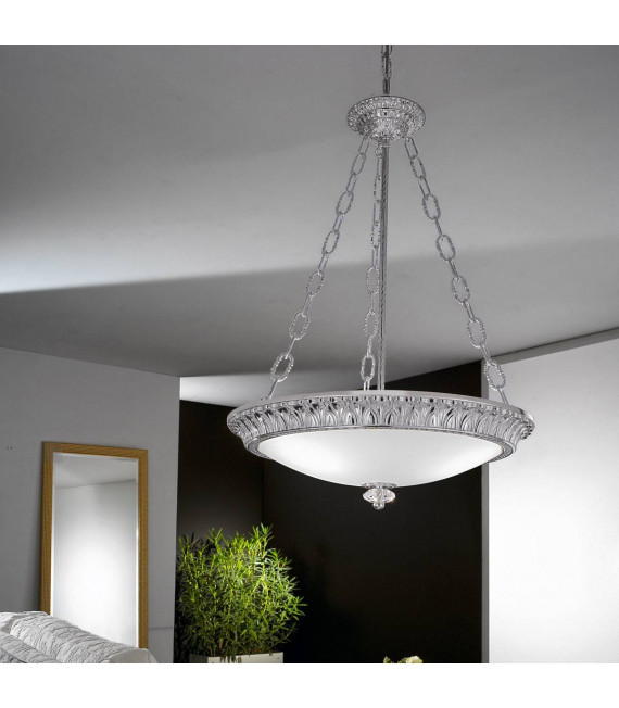 Lampada a sospensione classica MILADY cromata a 3 lampadine