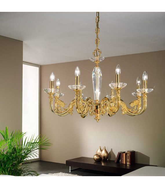 Chandelier classique CONTARINI or Français 8 ampoules