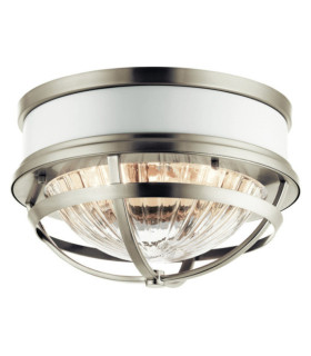 Kichler Deckenleuchte Transparentes geripptes Glas, Stahl gebürstetes Nickel und Weiß