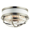 Plafonnier Kichler Verre nervuré transparent,acier Nickel brossé et blanc
