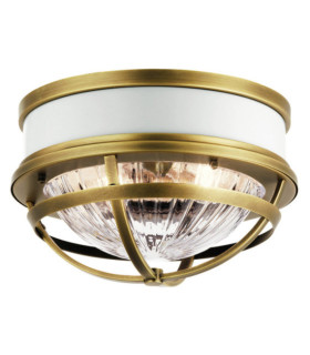 Kichler Deckenleuchte Transparentes geripptes Glas, Stahl Natur und weißes Messing