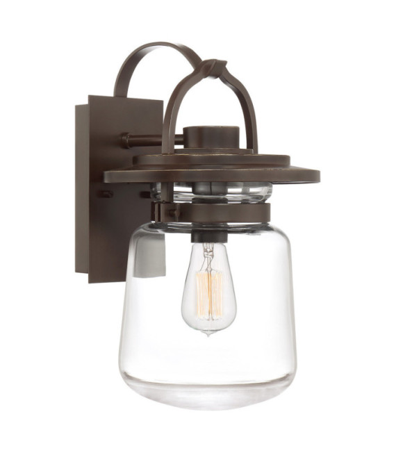 Quoizel aplique exterior Vidrio transparente, aluminio Bronce occidental