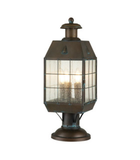 Hinkley Outdoor Floor Lamp Clear Seeded Glass, Solid Brass Aged Brass