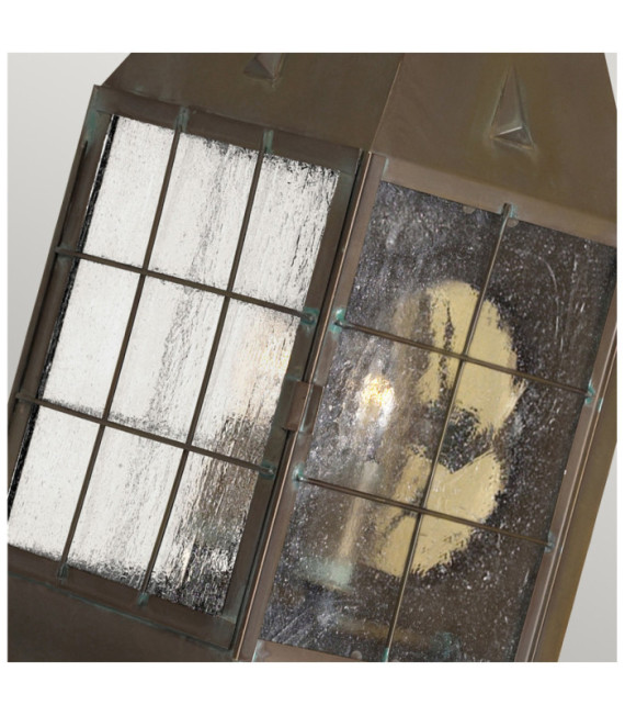 Hinkley outdoor wall light Solid brass, transparent seeded glass Aged brass