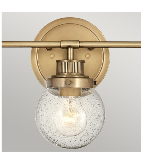 Wandleuchte Badezimmer Hinkley Steel, transparentes genarbtes Glas Brass Heritage