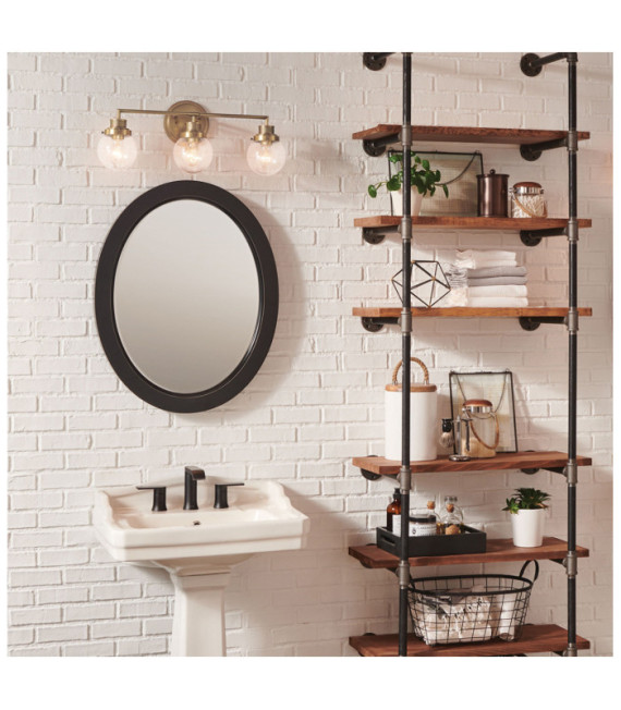 Wandleuchte Badezimmer Hinkley Steel, transparentes genarbtes Glas Brass Heritage