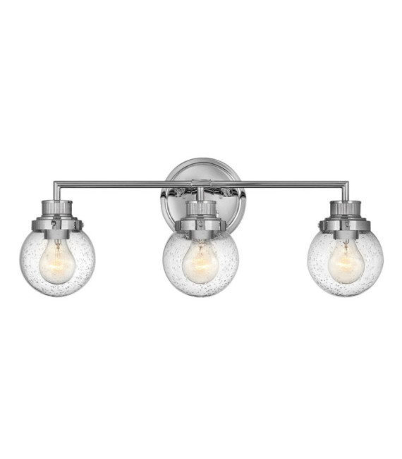 Wall light Bathroom Hinkley Steel, transparent grained glass Polished chrome