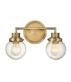 Wall light Bathroom Hinkley Steel, transparent grained glass Brass Heritage