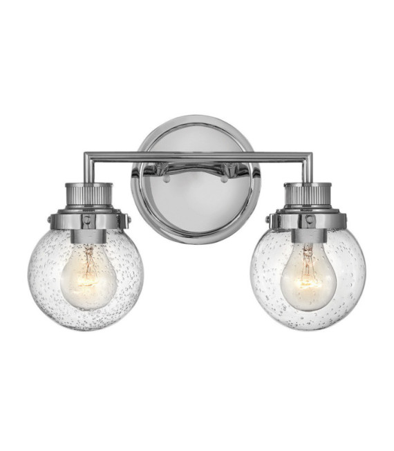 Applique murale Salle de bains Hinkley Acier,verre grainé transparent Chrome poli