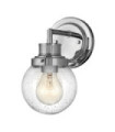Wall light Bathroom Hinkley Steel, transparent grained glass Polished chrome