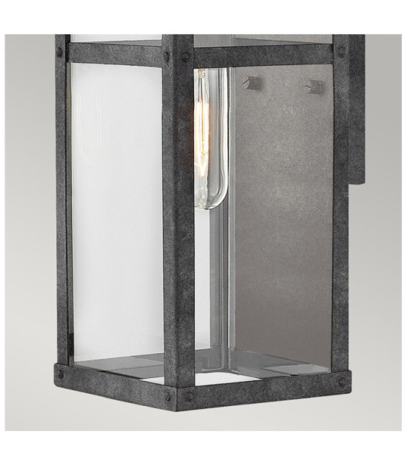 Hinkley Außenwandleuchte Transparentes Glas, Aluminium, gealtertes Zink