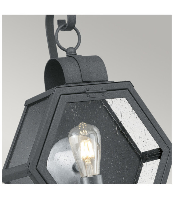 Quoizel exterior wall light Aluminum, steel, brass, transparent grained glass Marbled black