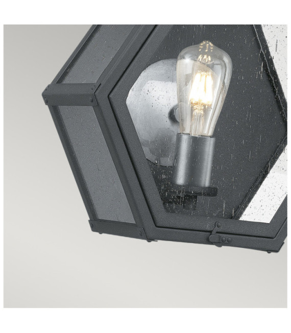Quoizel exterior wall light Aluminum, steel, brass, transparent grained glass Marbled black