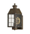 Hinkley outdoor wall light Solid brass, transparent seeded glass Aged brass