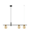 Suspension Bletter Verre,Acier Noir, Ambre