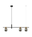 Suspension Bletter Verre,Acier Noir,Fumé