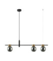 Suspension Bletter Verre,Acier Noir,Fumé