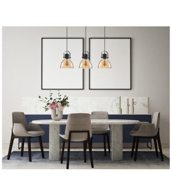 Lampadario Darlena in acciaio nero